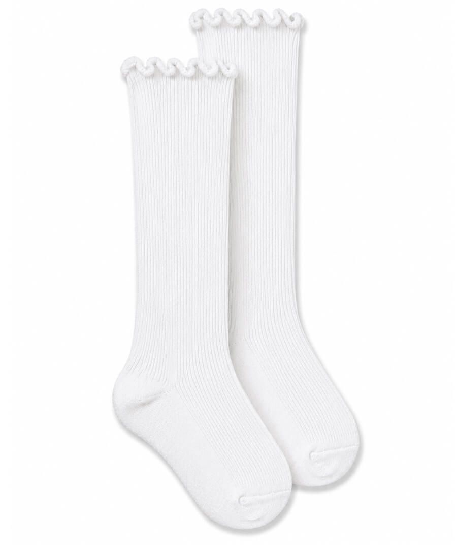 Jefferies Socks Ripple Edge Knee High Socks - White