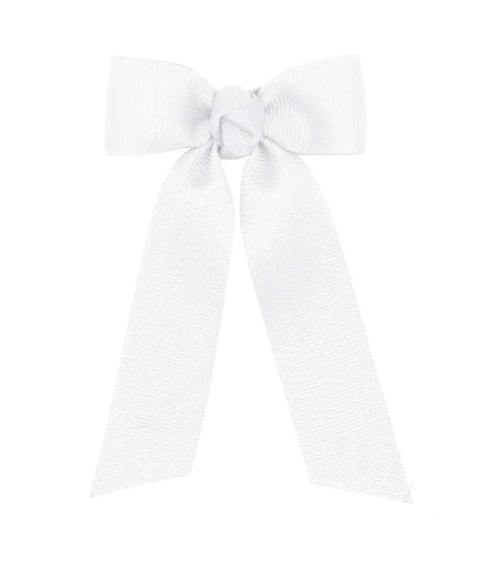 Wee Ones Tiny Grograin Knot Wrap Streamer Bow- White