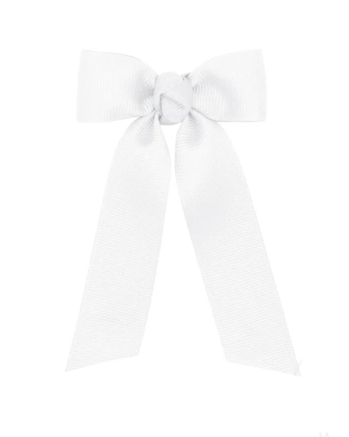 Wee Ones Tiny Grograin Knot Wrap Streamer Bow- White