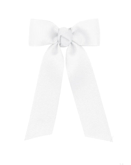 Wee Ones Tiny Grograin Knot Wrap Streamer Bow- White