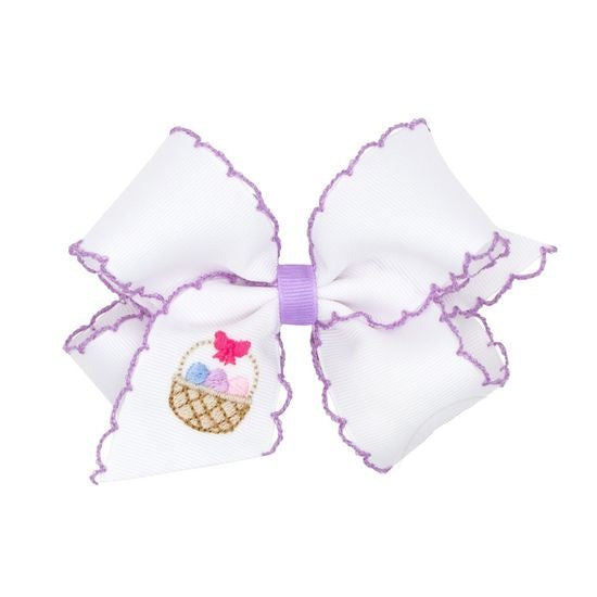 Wee Ones Medium Grosgrain Bow With Moonstitch Edge- Easter Basket 