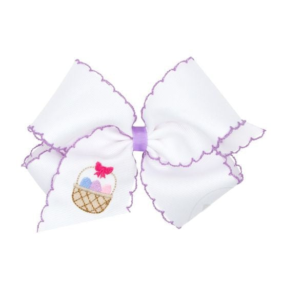 Wee Ones King Grosgrain Hair Bow With Moonstitch Edge- Easter Basket