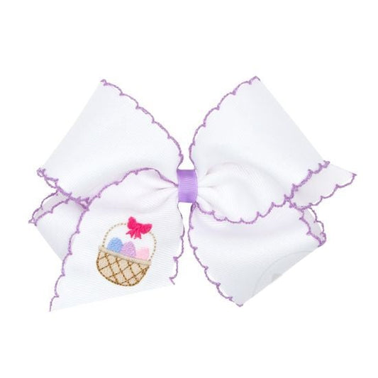 Wee Ones King Grosgrain Hair Bow With Moonstitch Edge- Easter Basket