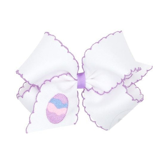 Wee Ones King Grosgrain Hair Bow With Moonstitch Edge- Egg