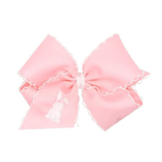 Wee Ones King Pink Hair Bow With Moonstitch Edge- Pink Bunny
