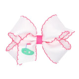 Wee Ones Medium Grosgrain Hair Bow With Moonstitch Edge- Golf Green