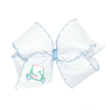 Wee Ones King Grosgrain Hair Bow With Moonstitch Edge- Golf Cart