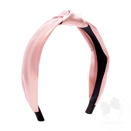 Wee Ones Satin Knot Wrapped Headband- Light Pink