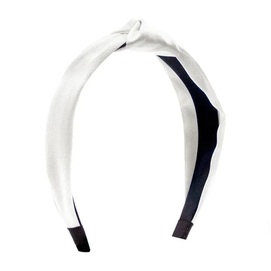 Satin Knot Wrapped Headband- White