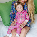 Lila and Hayes Parker Zipper Pajama - Christmas Candy Pink
