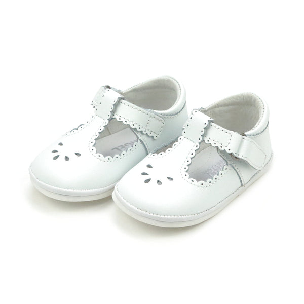 Baby Dottie Scalloped T-Strap Mary Jane- White