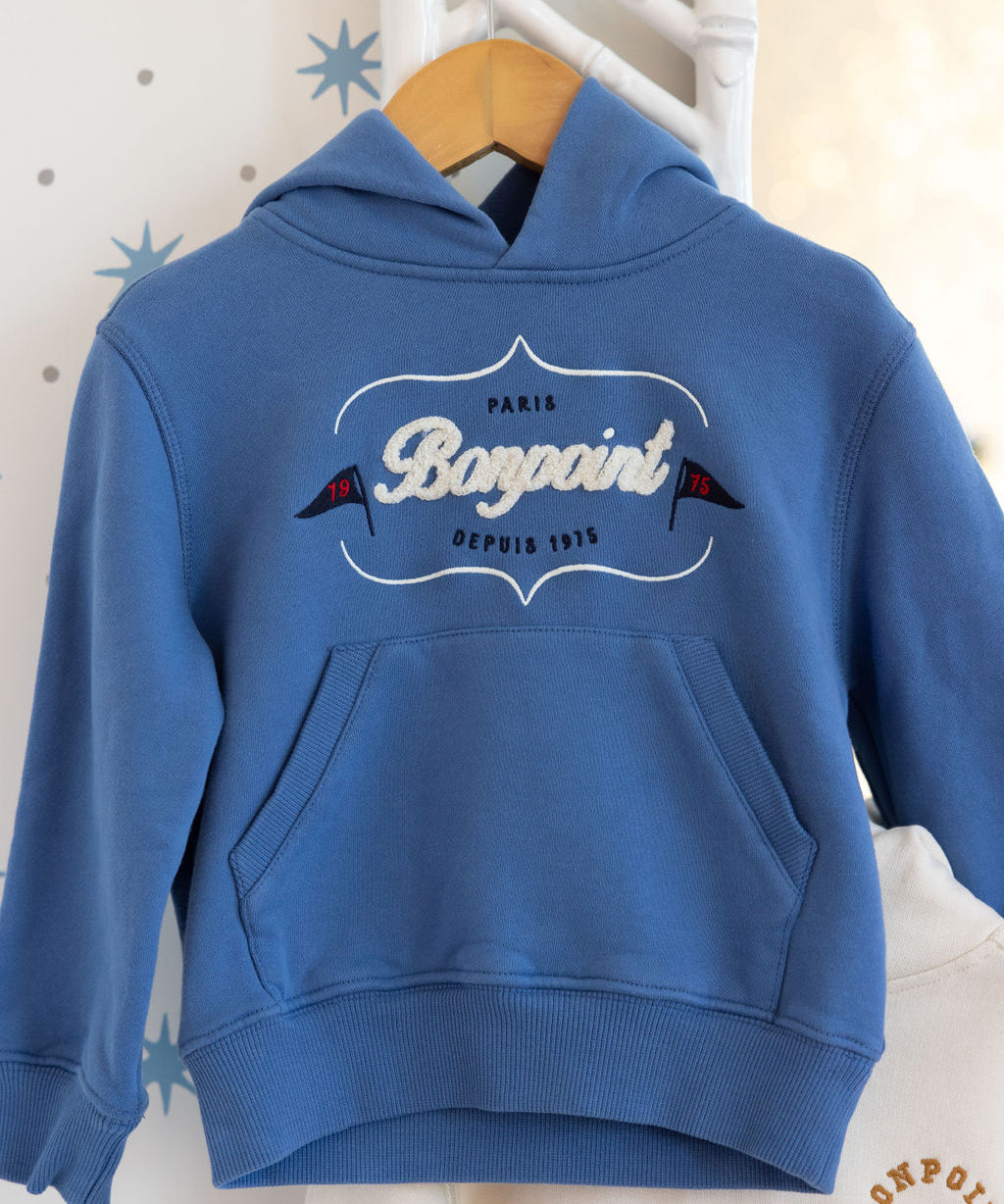 Barack Embroidered Hoodie Sweatshirt- Sea Blue