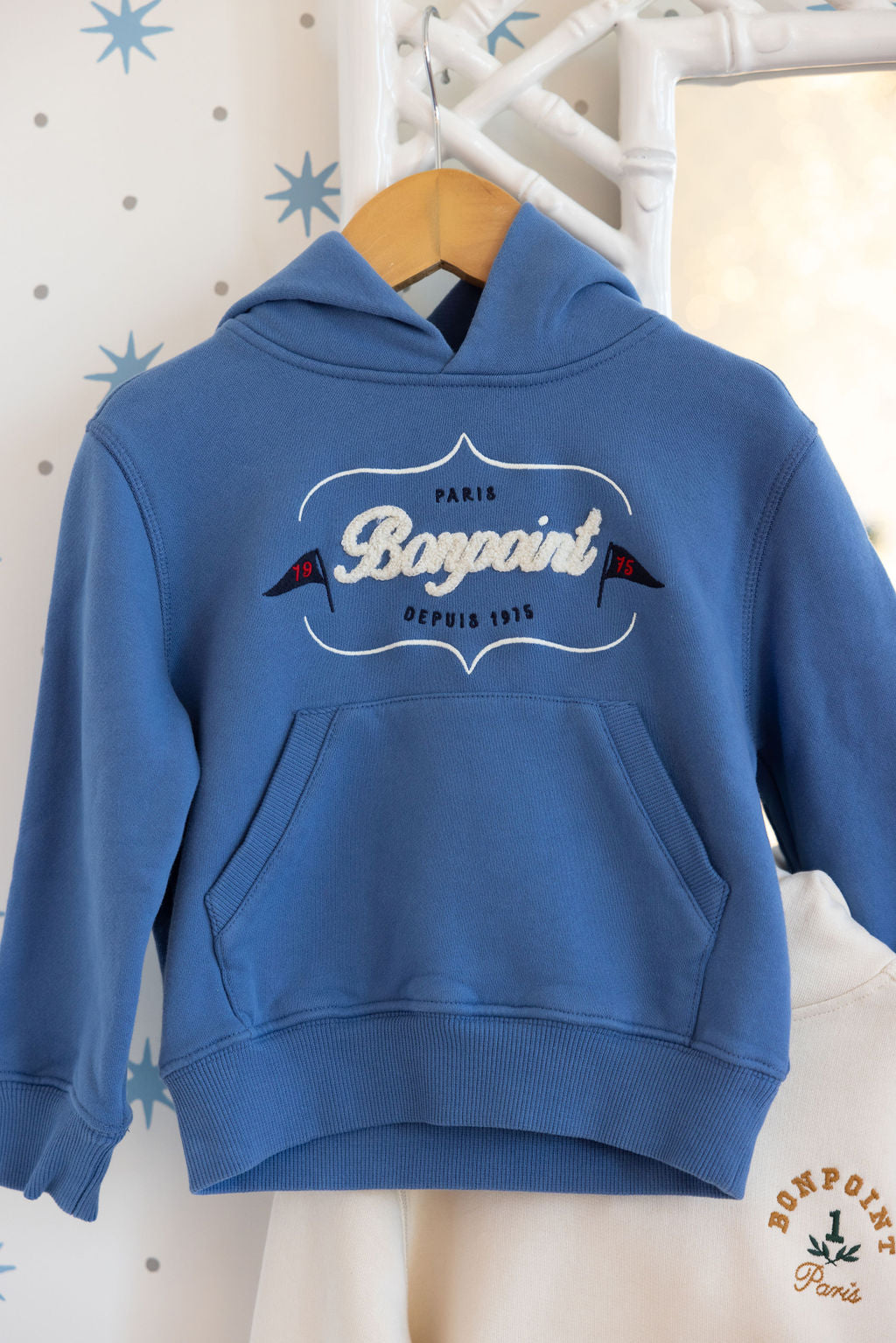 Barack Embroidered Hoodie Sweatshirt- Sea Blue