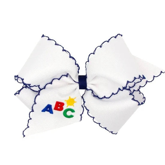 Wee Ones King Grosgrain Hair Bow With Moonstitch Edging- ABC