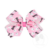 Wee Ones Medium Halloween Pink Boo Ghost Printed Bow