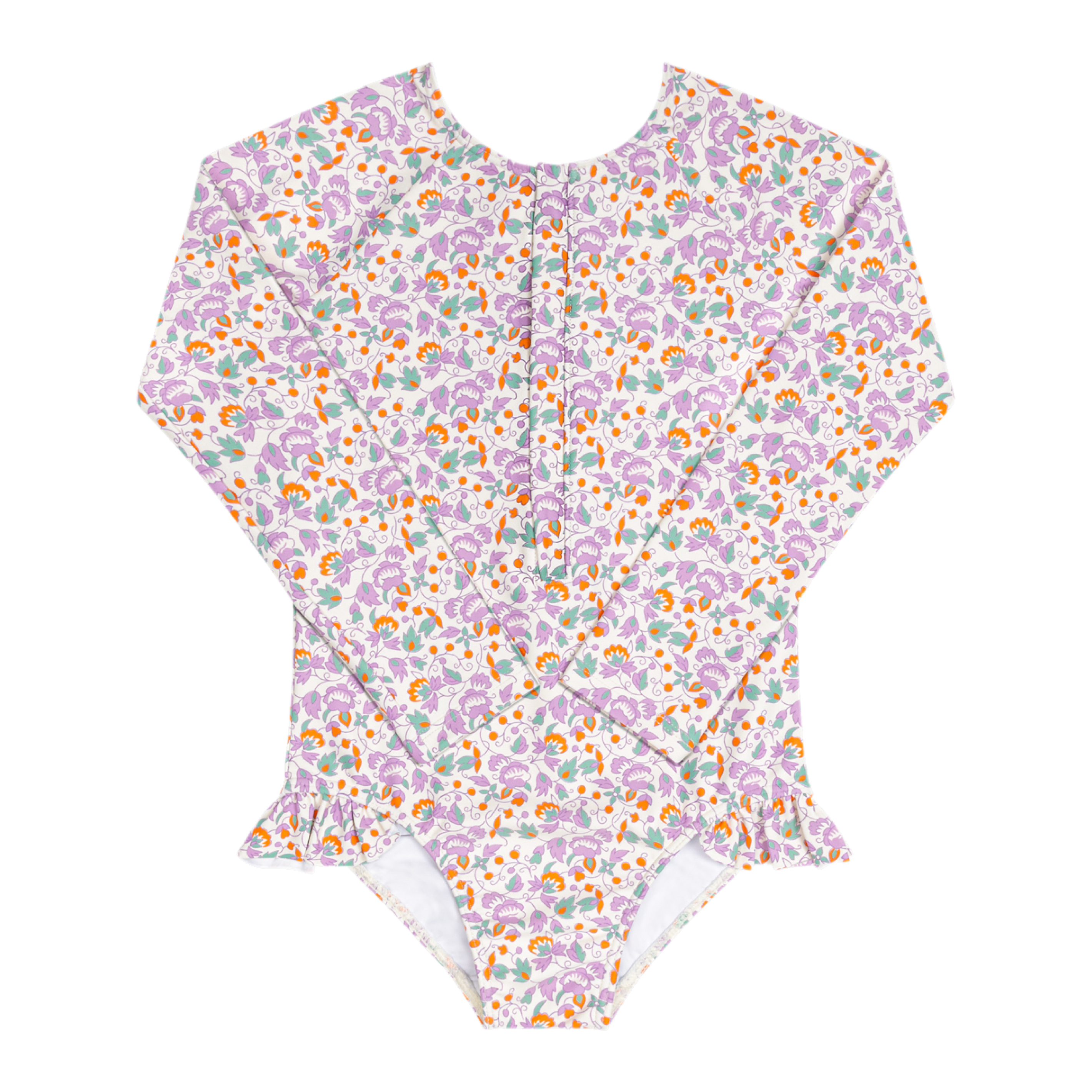 Minnow Girls Orchid Floral Front Zip Rashguard One Piece