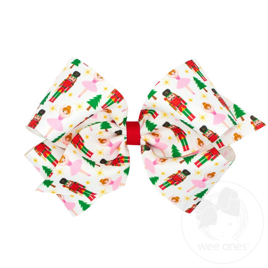 Wee Ones King Holiday Printed Hair Bow - Nutcrackers