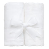 White Seersucker Stripe Burp Cloth Set