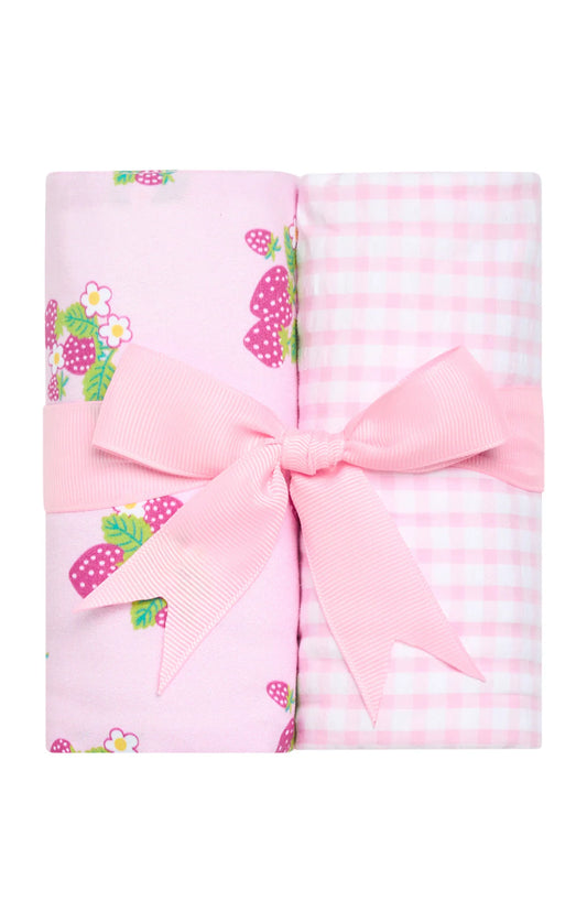 3 Marthas Strawberry Burp Cloth Set