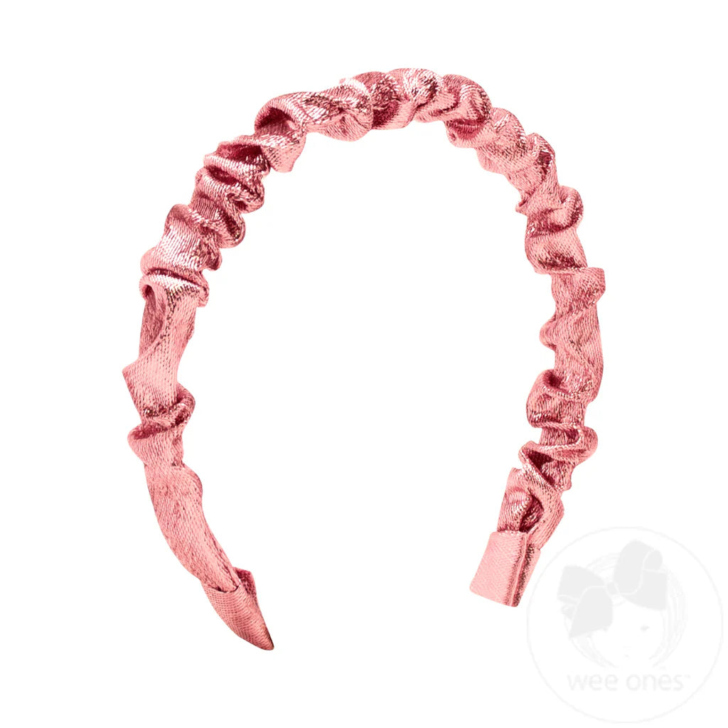 Wee Ones Metallic Lame Ruffle Headband- Pink