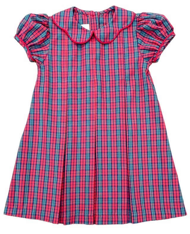 James and Lottie Red Christmas Plaid Paige Pleat Dress