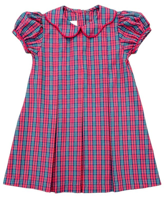 James and Lottie Red Christmas Plaid Paige Pleat Dress