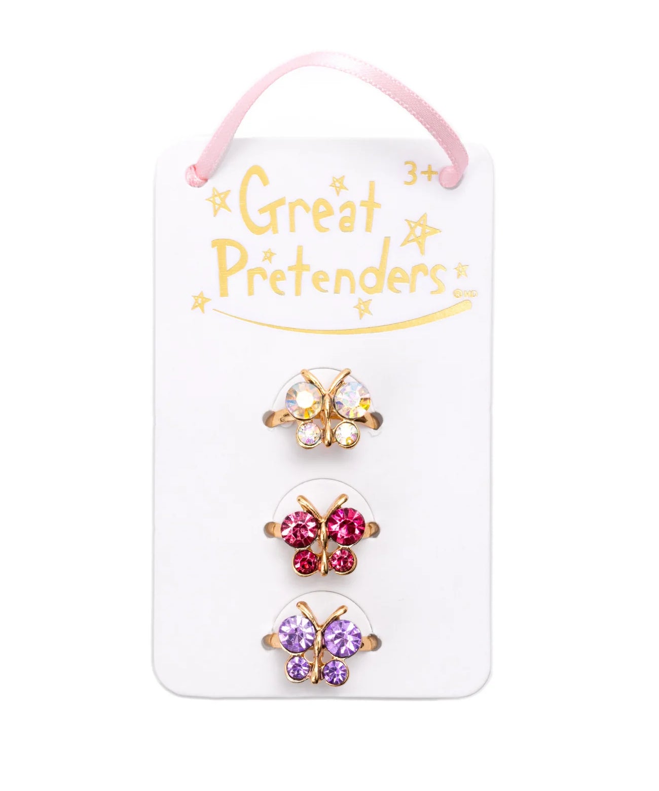 Great Pretenders Boutique Butterfly Gem Ring Set- 3 Pieces