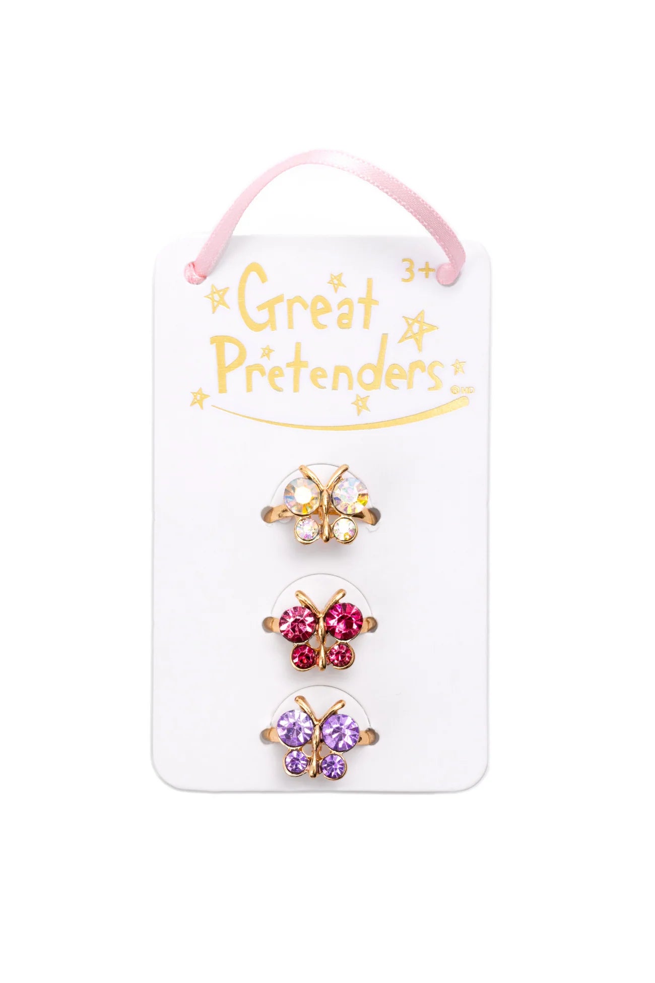 Great Pretenders Boutique Butterfly Gem Ring Set- 3 Pieces