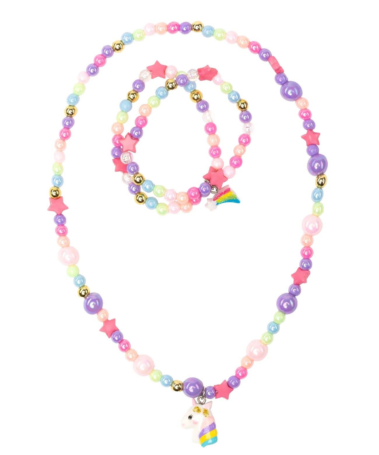 Great Pretenders Cheerful Starry Unicorn Necklace and Bracelet Set