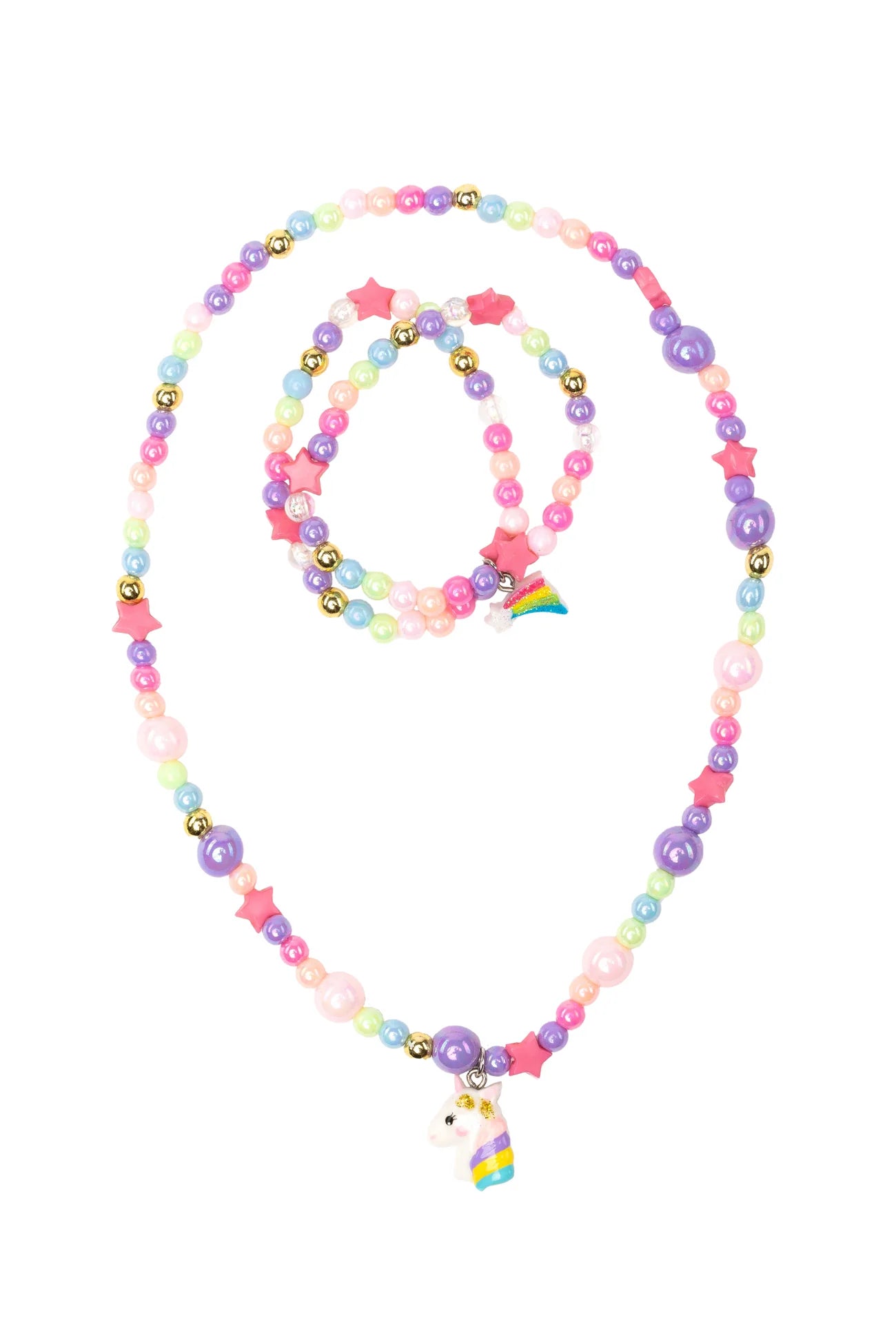 Great Pretenders Cheerful Starry Unicorn Necklace and Bracelet Set