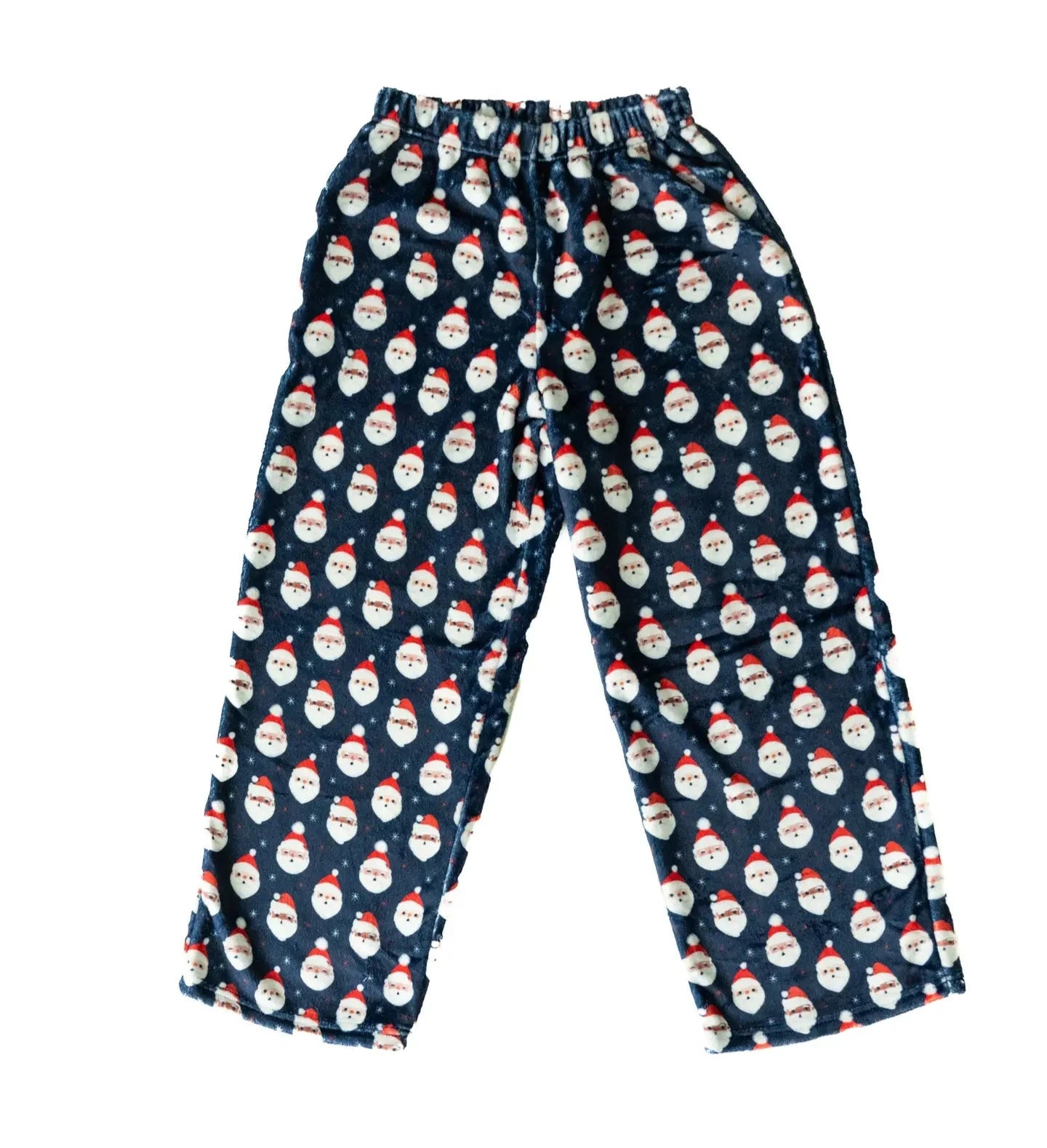 Macaron + Me Cozy Navy Vintage Santa Plush Pants