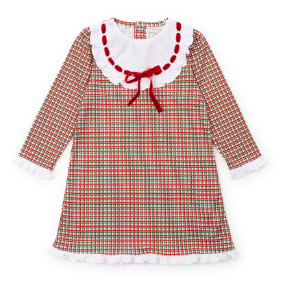 Lila and Hayes Emersyn Girls' Lace Trim Dress - Holiday Plaid