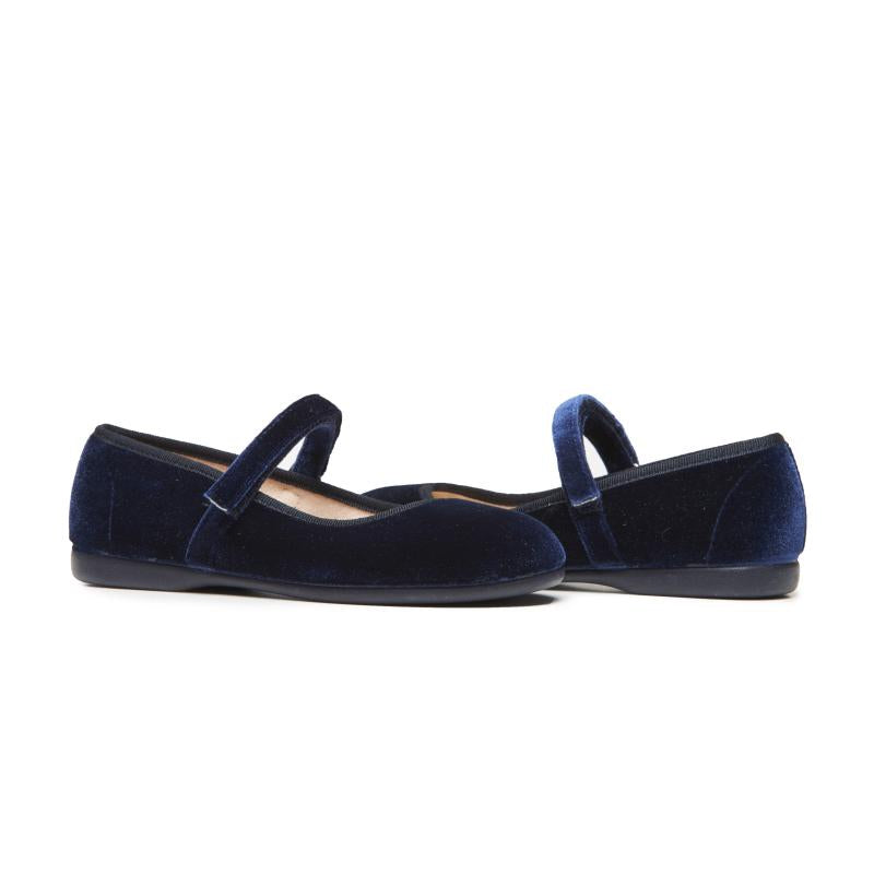 Children Chic Classic Velvet Mary Janes in Navy