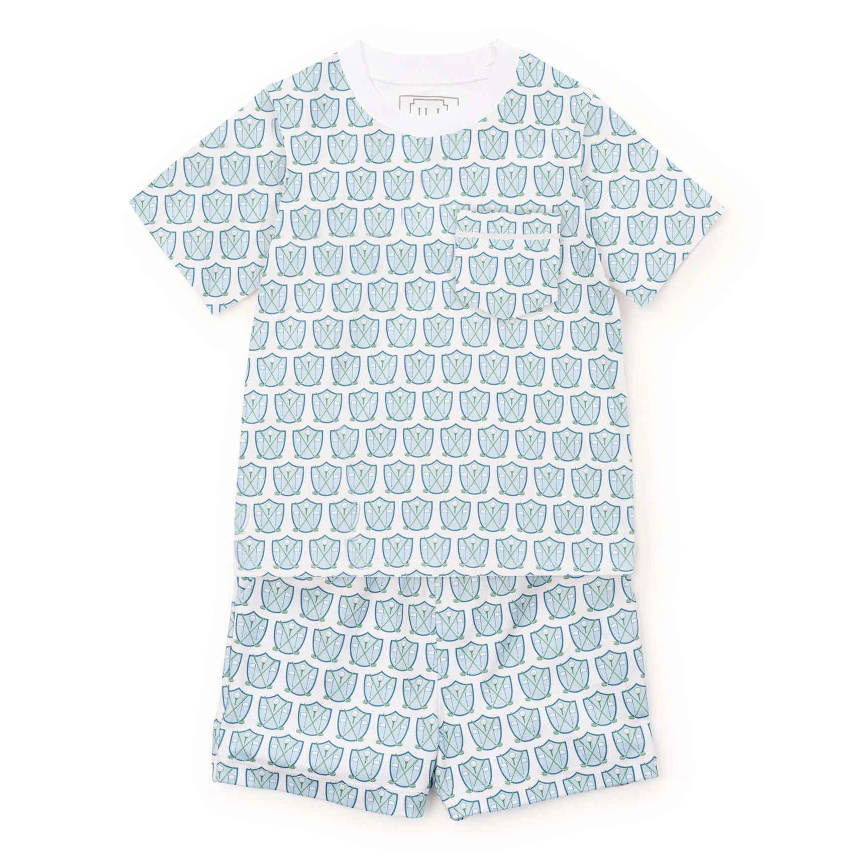 Lila and Hayes Walker Boys' Short Set - Golf Crest Blue