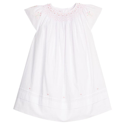Little English Smocked Bishop Dress- Pink Bows