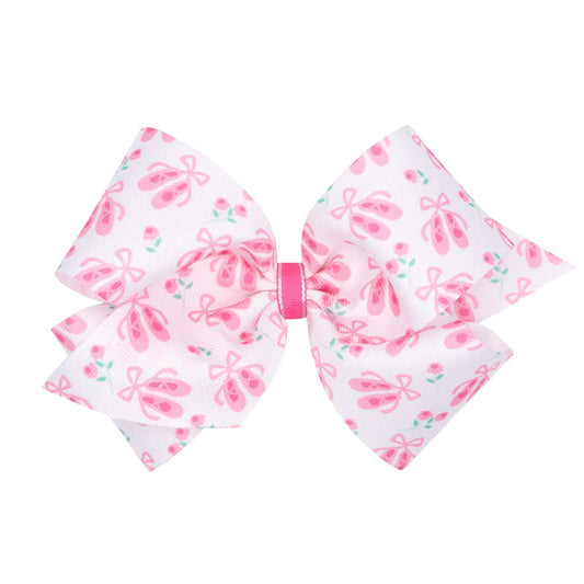 Wee Ones King Ballet Slipper Print Grosgrain Hair Bow