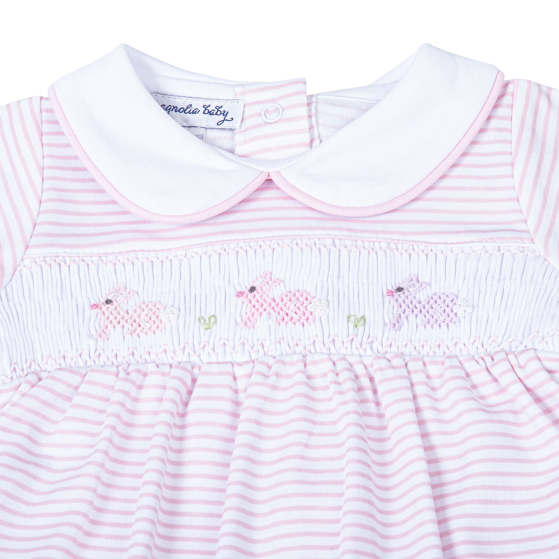 Magnolia Baby Hoppity Hop Classics Pink Smocked Girl Footie