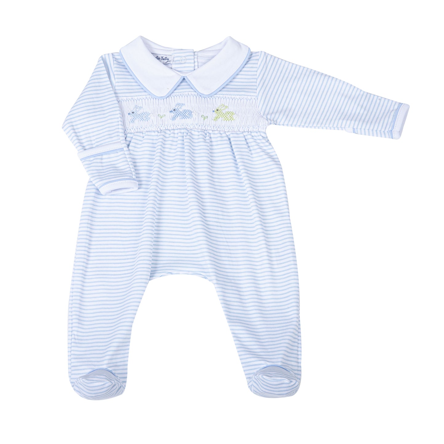 Magnolia Baby Hoppity Hop Classics Blue Smocked Boy Footie