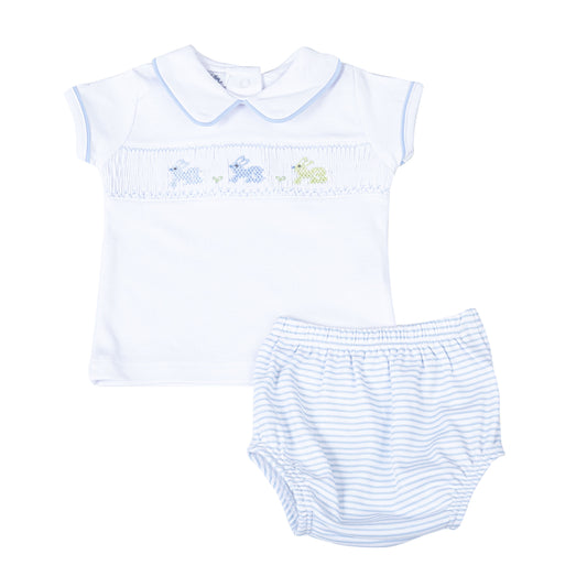 Hoppity Hop Classics Blue Smocked Diaper Cover Set