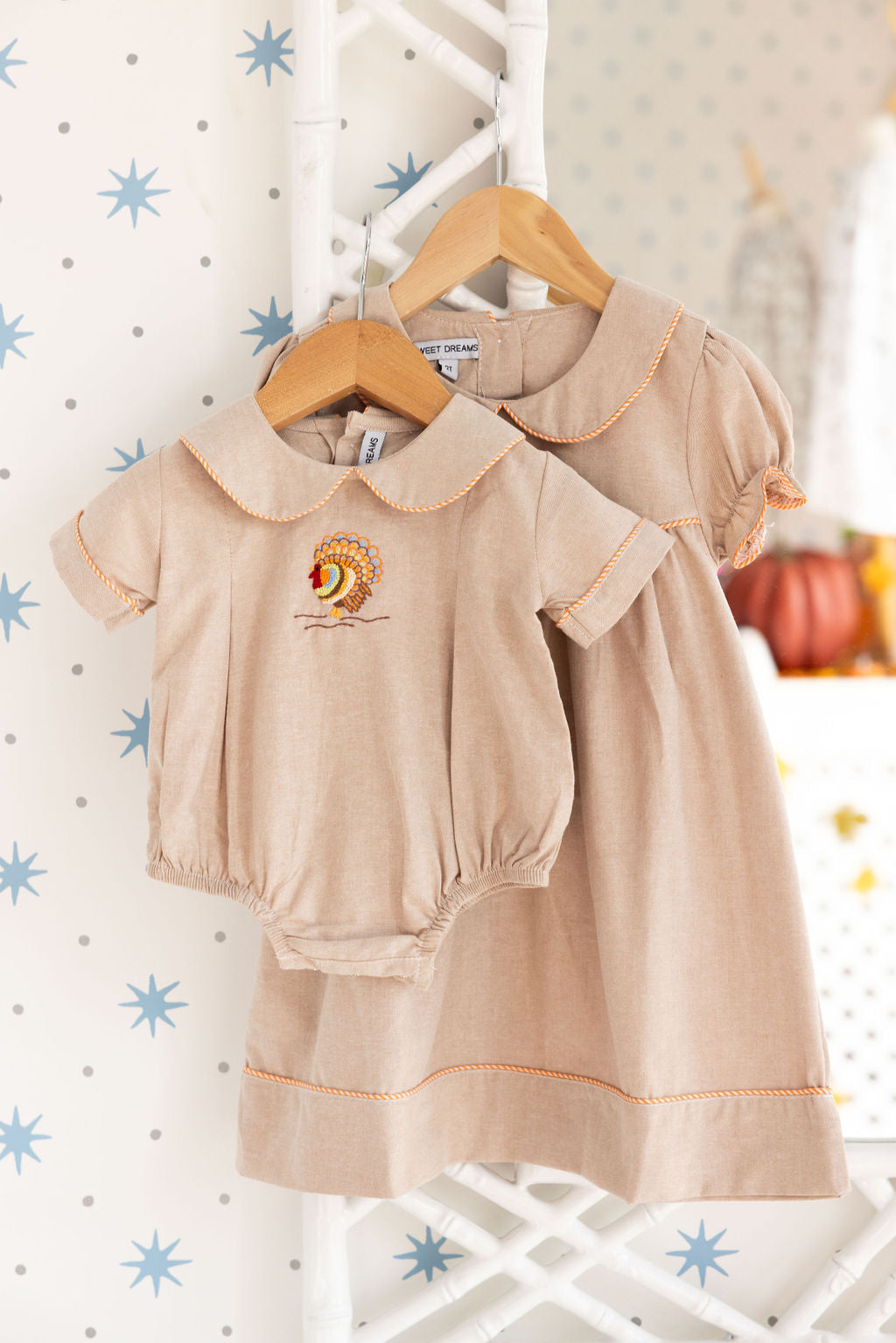 Brown Chambray Embroidered Turkey Bubble