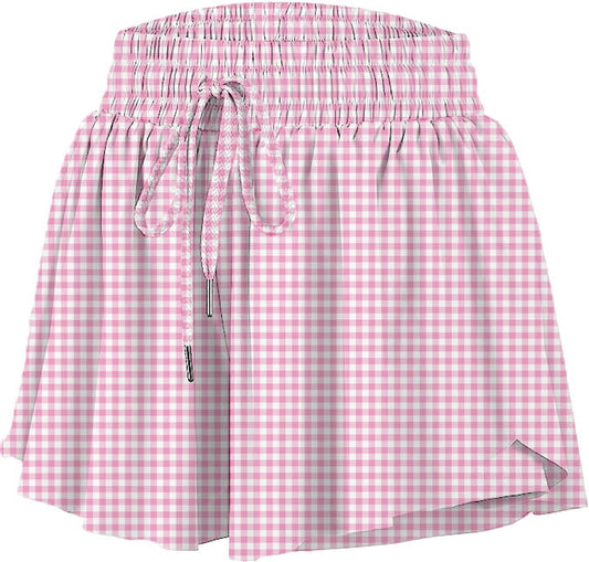 Azarhia Butterfly Pink Gingham Flowy Shorts