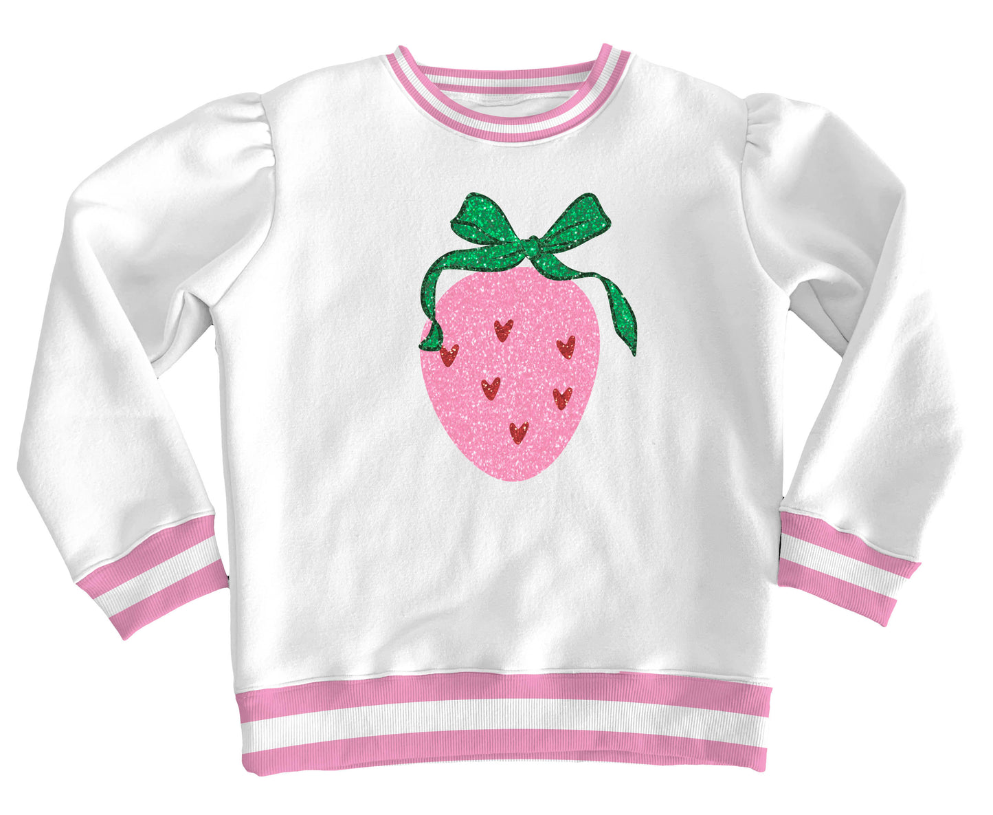 Azarhia Glitter Strawberry Heart White Sweatshirt