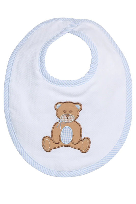 Blue Teddy Bear Applique Basic Bib