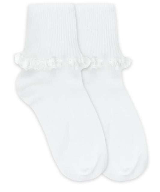 Jefferies Cluny & Satin Lace Turn Cuff Socks