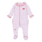 Magnolia Baby Candy Cane Lane Embroidered Ruffle Footie