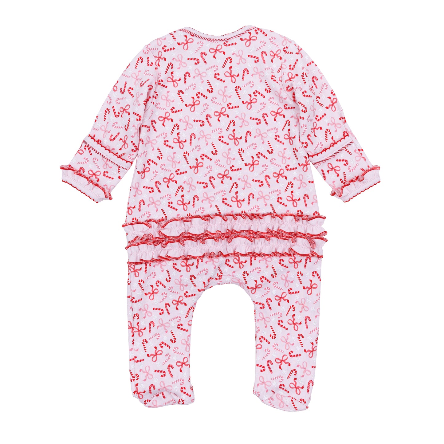 Candy Cane Lane Printed Ruffle Zipper Footie