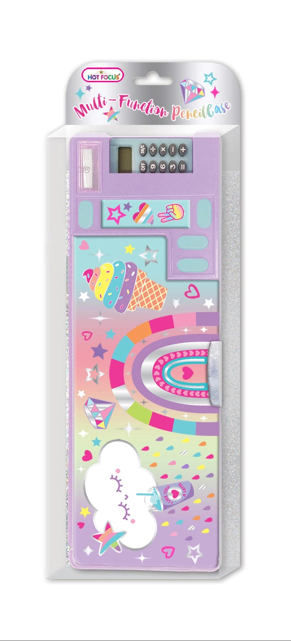 Hot Focus Multi Function Pencil Case- Rainbow