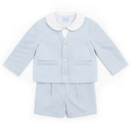 Seersucker Jacket And Short With Woven Shirt