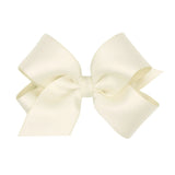 Wee Ones Medium Crepe Satin with Grosgrain Hair Bow- Antique White
