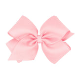 Wee Ones King Crepe Satin with Grosgrain Hair Bow- Light Pink